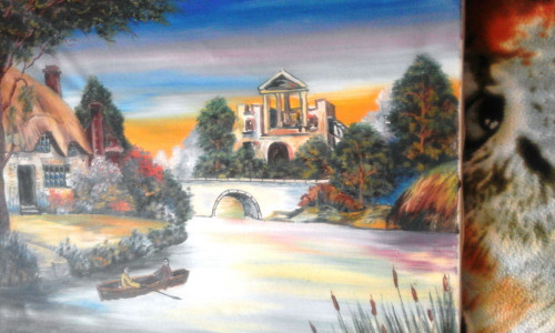 “Csónakázó tó” Szemán Béla festménye